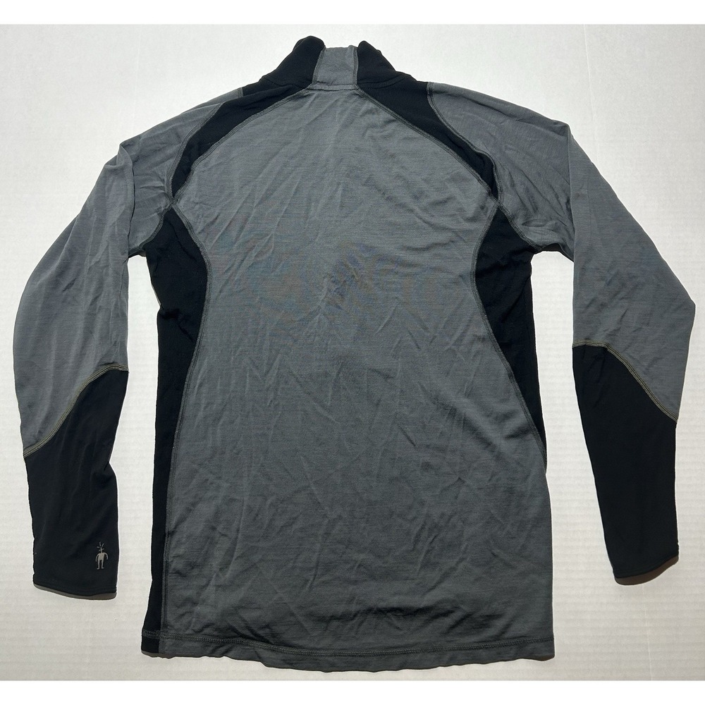 Smartwool 1/2 Zip Base Layer Pullover Men Size Large Merino Sport Gray Black EUC